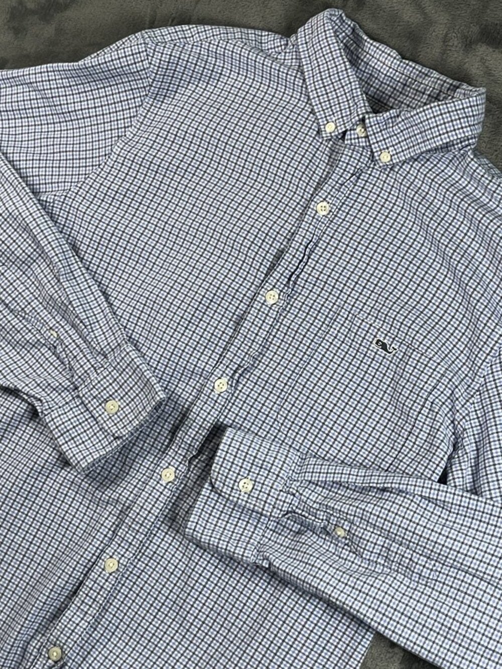 Vineyard Vines Slim Fit Tucker Shirt Blue Check Men's Large Button Up L/S Logo